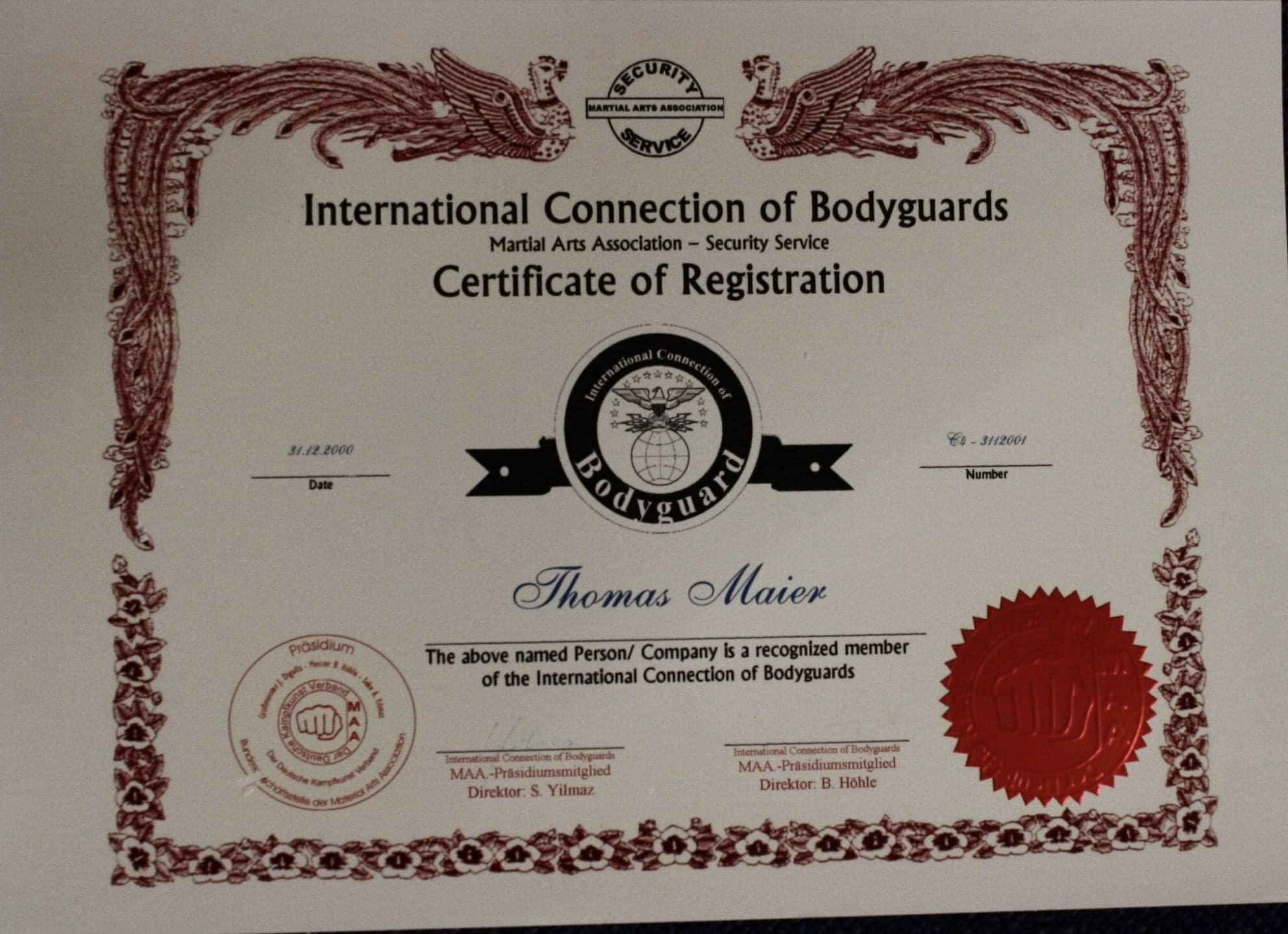 Int. Connection of Bodyguards Thomas Maier